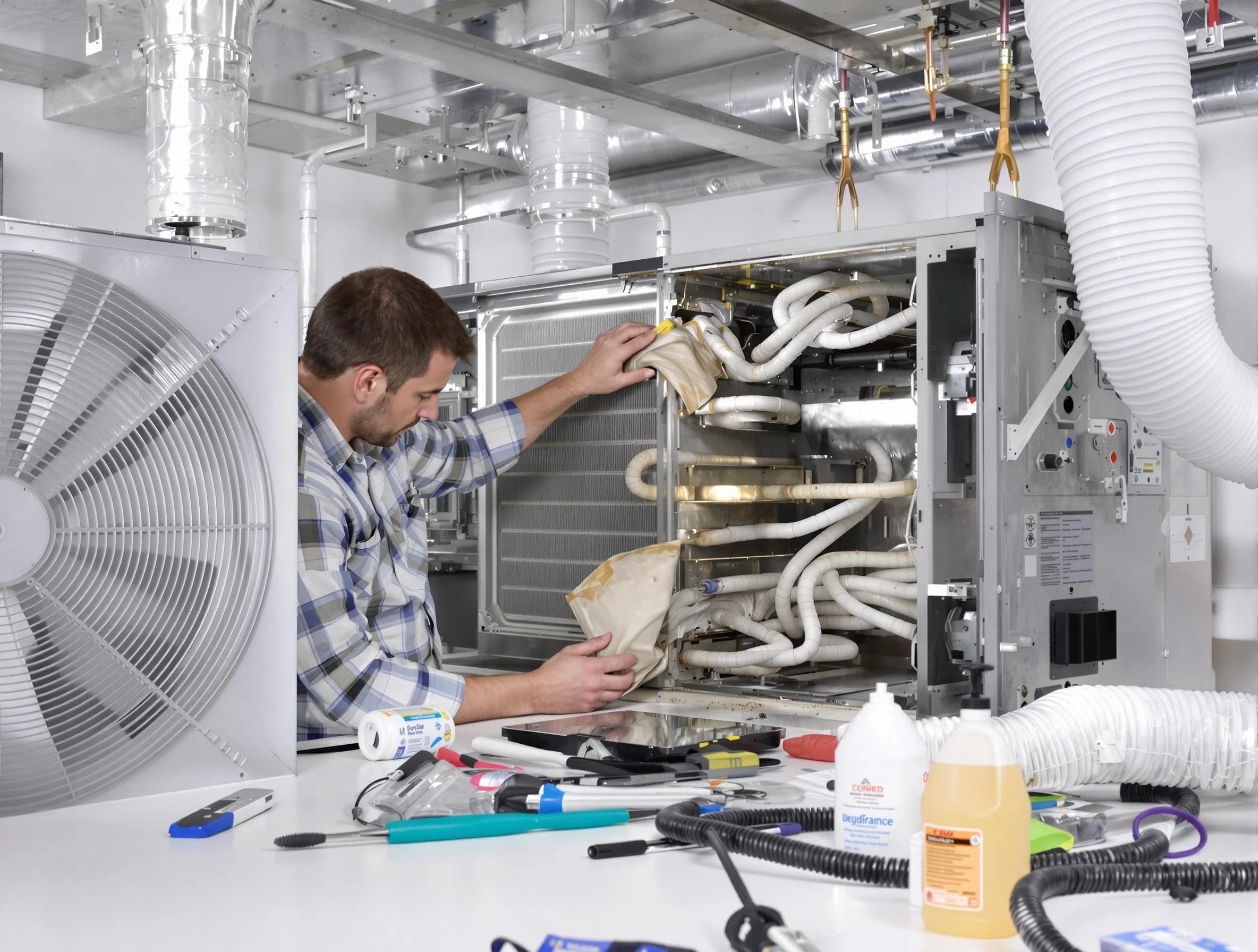 Falmouth Air Duct Cleaning specialist performing precision AC coil cleaning in Falmouth