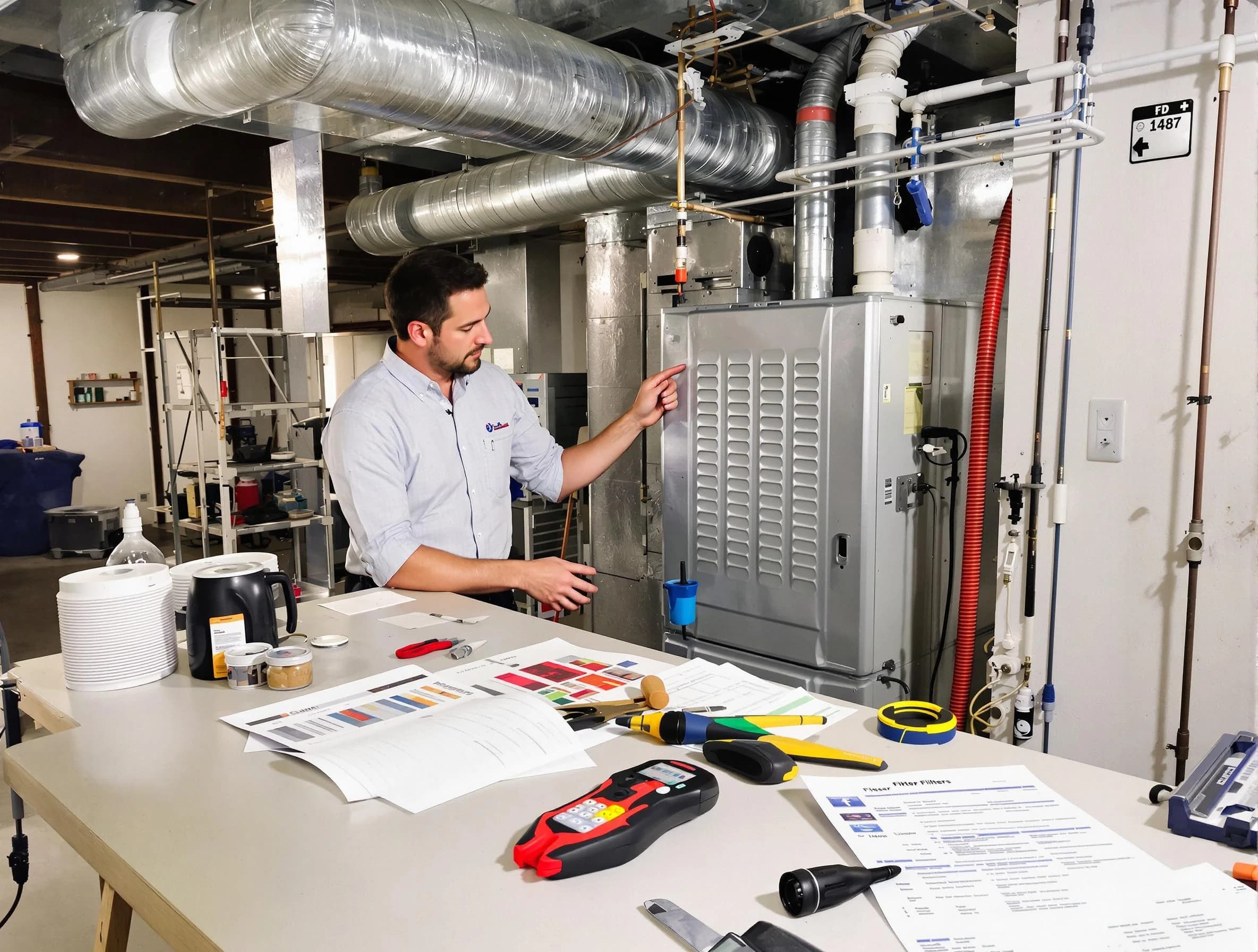 Falmouth Air Duct Cleaning inspector conducting detailed filter system evaluation using professional diagnostic tools in Falmouth