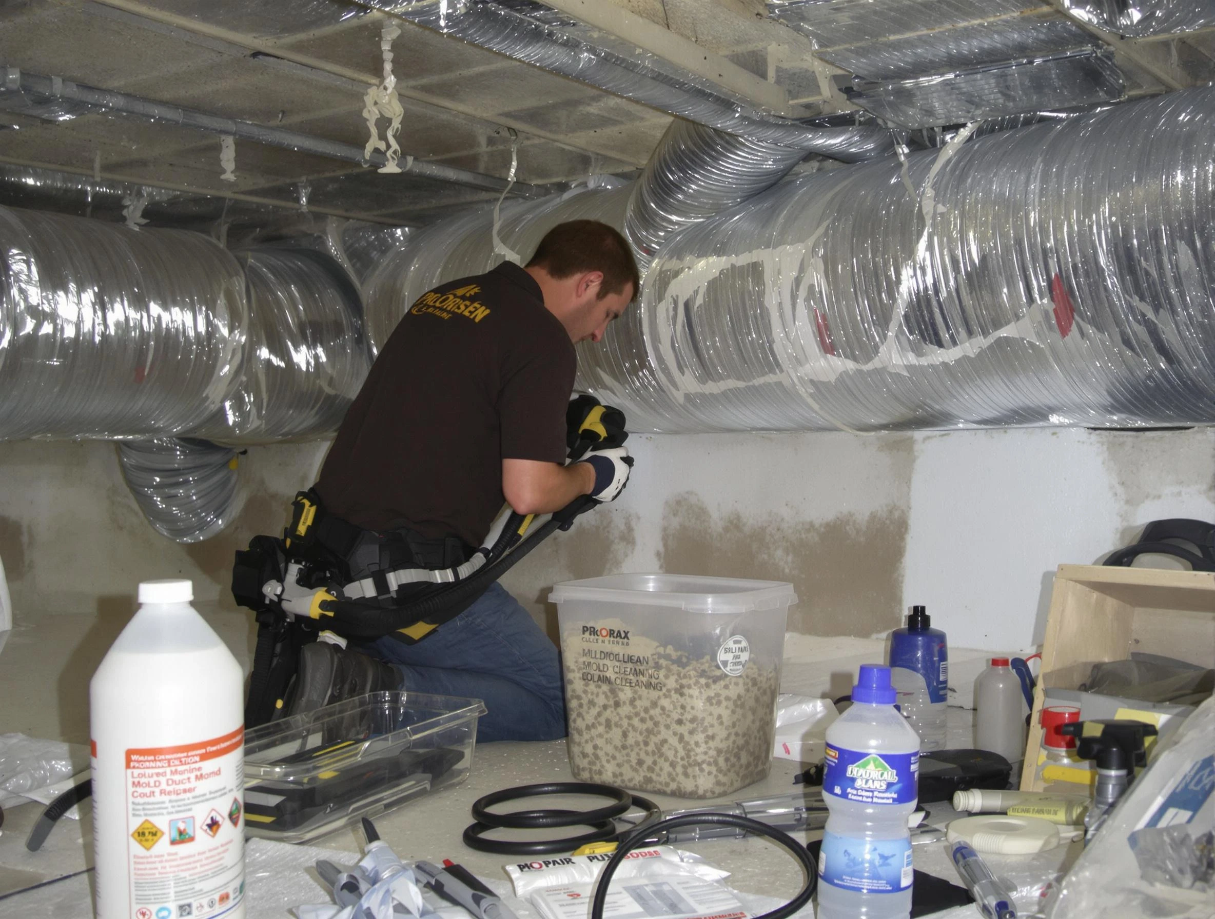 Falmouth Air Duct Cleaning specialist performing professional mold removal from air ducts in Falmouth
